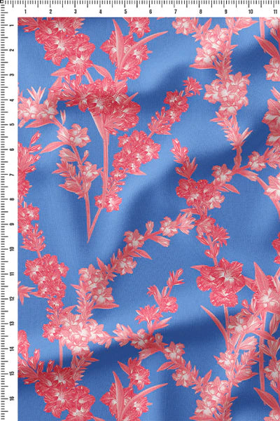 Flora Fields Blue in Silky Cotton