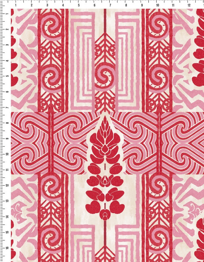 Koru Ember red in Viscose Crepe