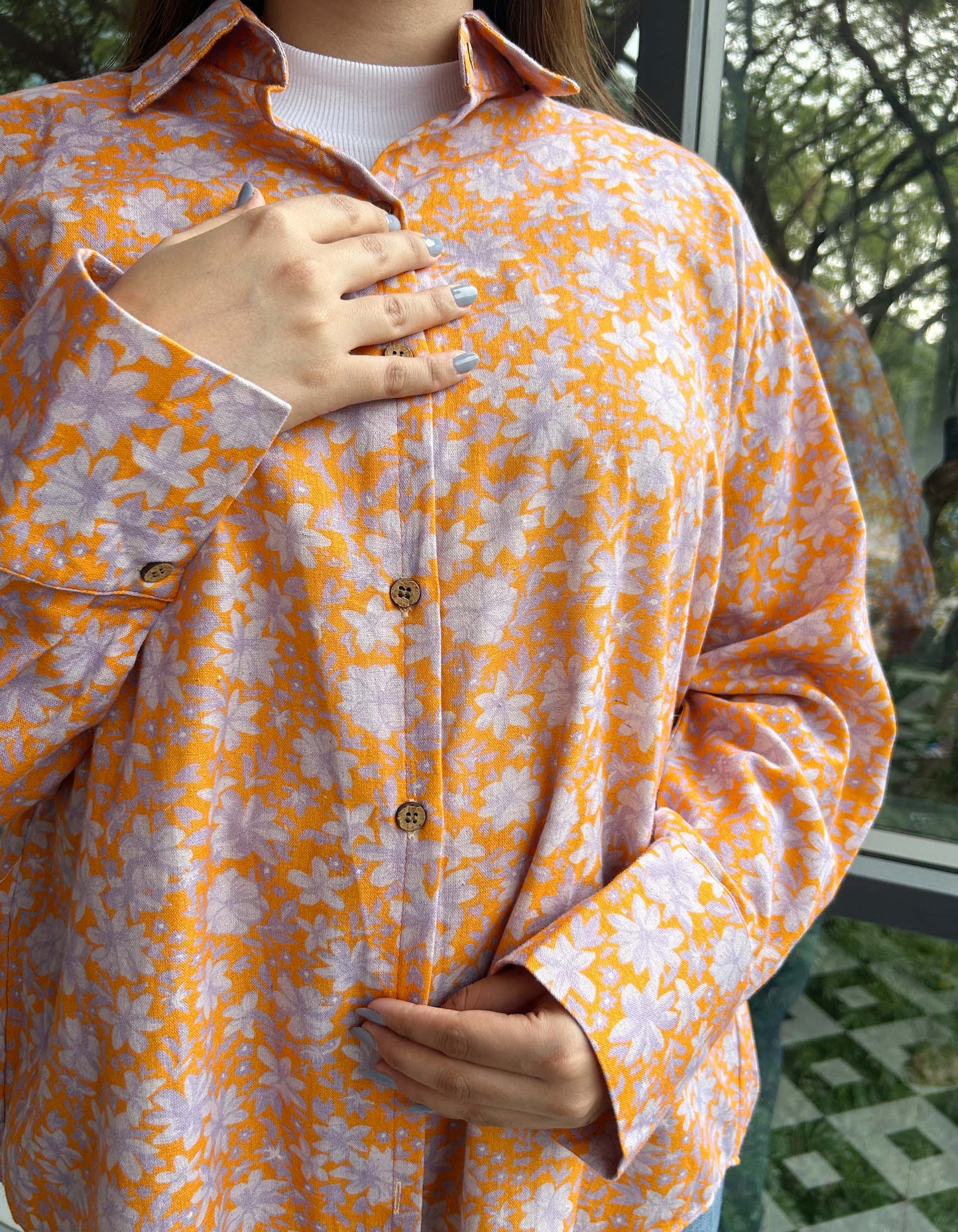 Ditsy Orange Shirt