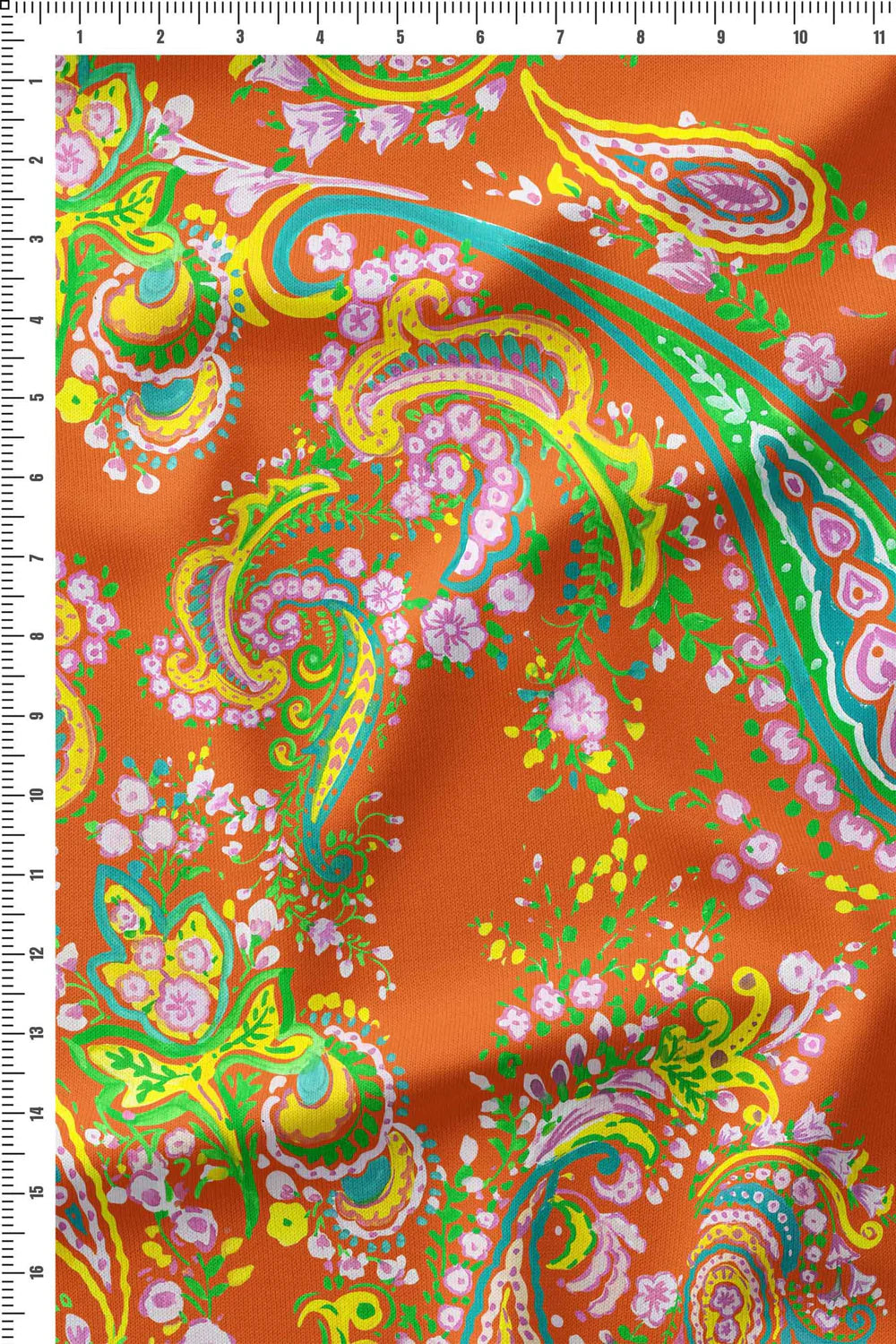 Paisley Paradise Orange in Cotton Mull (2.5 M) - 1425 for the entire piece