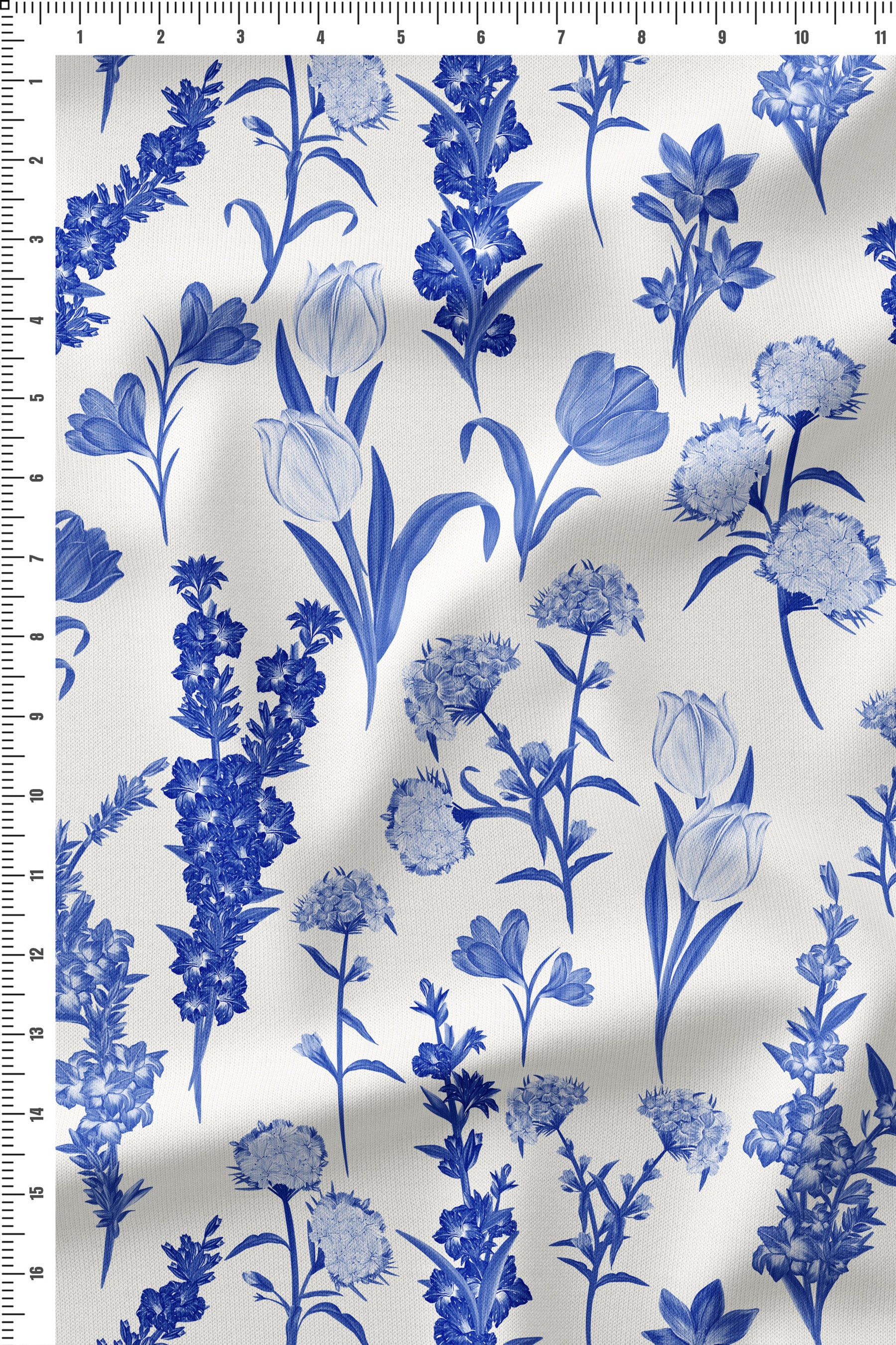 Assorted floral blue in Cotton Mull (2 metres)- 1,140 for the entire piece