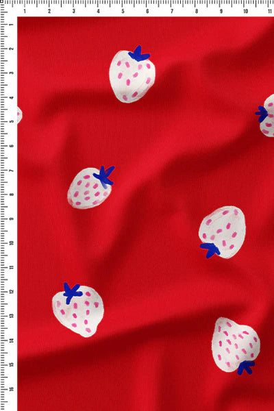 Strawberry Love Red in cotton mull