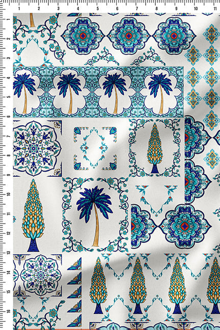 Tile Garden White in Viscose Crepe (1.5m)- 1123 for the entire piece