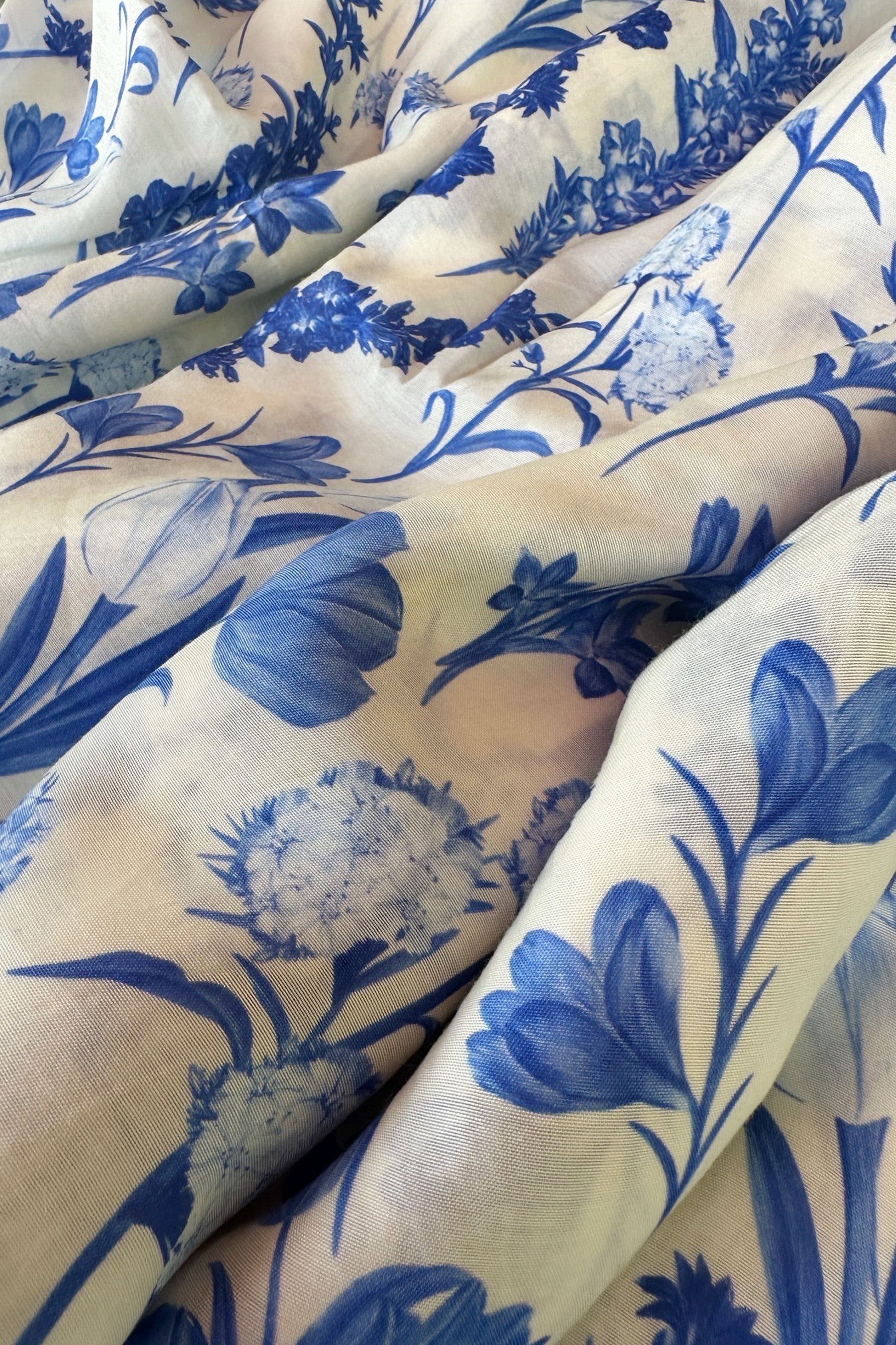 Assorted floral blue in Cotton Mull (2 metres)- 1,140 for the entire piece