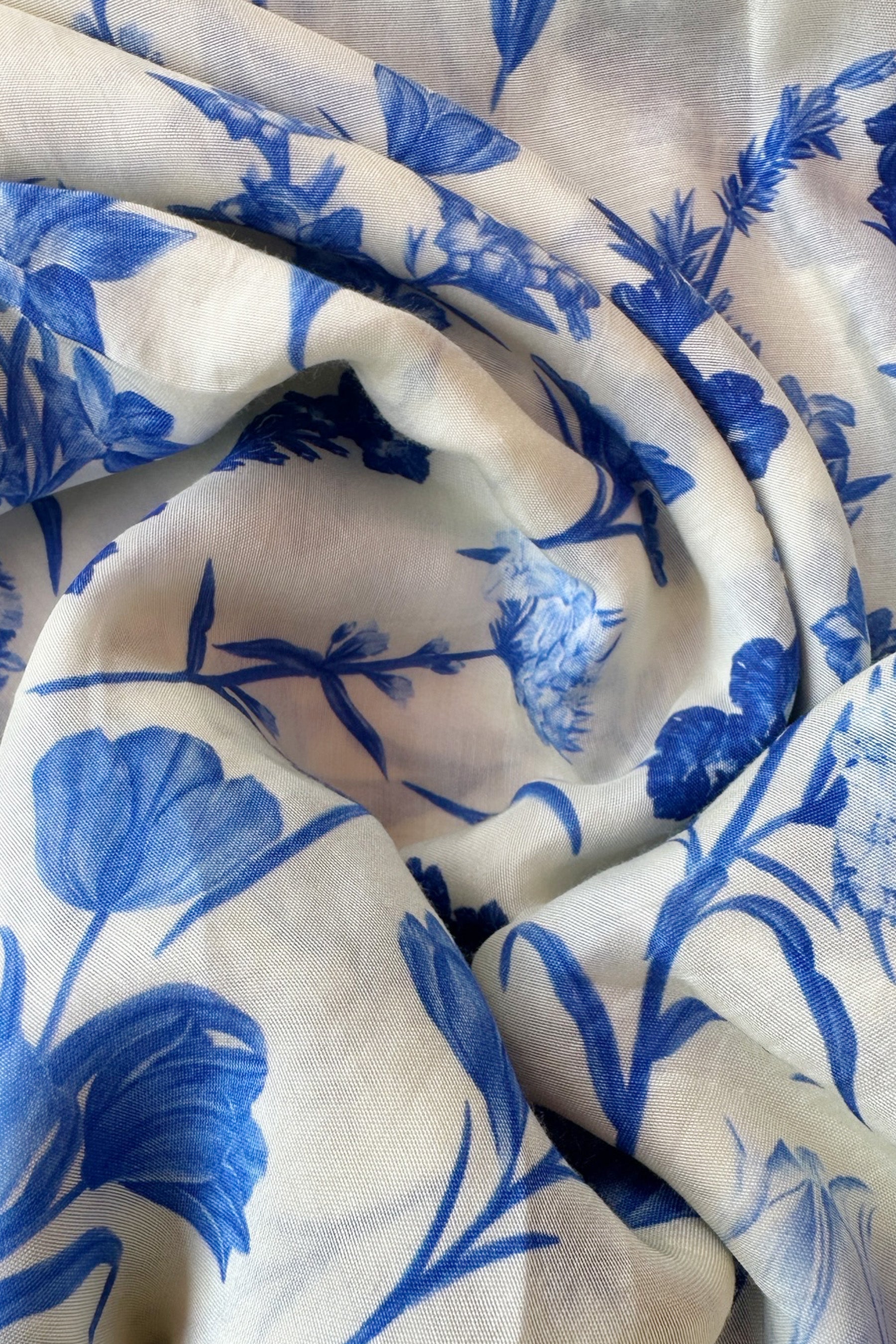 Assorted floral blue in Cotton Mull (2 metres)- 1,140 for the entire piece